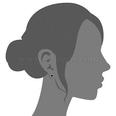 TINYSAND 925 Sterling Silver Square Black Stud Earrings(TS-E297-S)-3