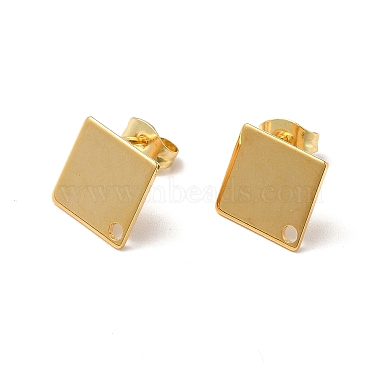 Real 24K Gold Plated Rhombus 201 Stainless Steel Stud Earring Findings