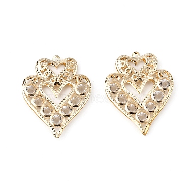Light Gold Heart Iron+Rhinestone Pendants