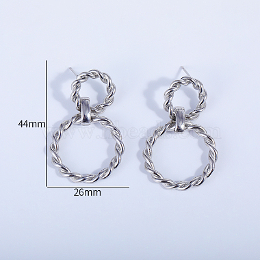 Twisted Double Circle Brass Stud Earrings(YE9789)-3