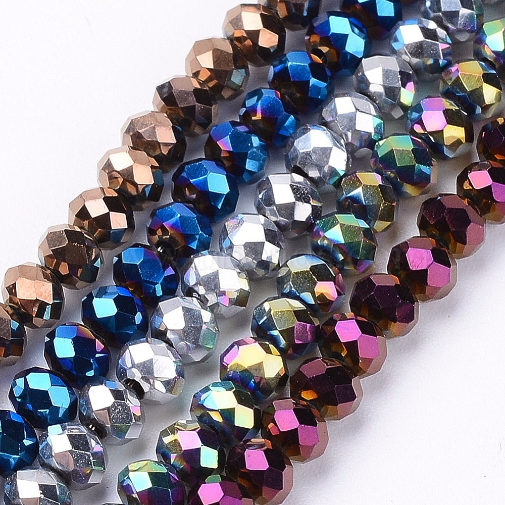 95pcs 6x4mm Faceted Electroplate Glass Beads-10689 