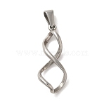 Non-Tarnish 304 Stainless Steel Pendants, Infinity Charm, Stainless Steel Color, 32.5x11x6mm, Hole: 3x8mm(STAS-B053-29P)
