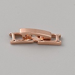 Brass Fold Over Clasps, Rectangle, Rose Gold, 15x3.5x4.5mm(KK-WH0079-109A-RG)