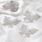 6Pcs Rhinestone Hot Melt Adhesive On The Back Appliques, Butterfly, 62x72x1.5mm(DIY-LP0001-60)