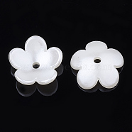 4-Petal ABS Plastic Imitation Pearl Bead Caps, Flower, Creamy White, 17.5x18x6mm, Hole: 2mm(X-OACR-S020-32)