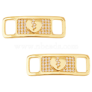 1 Pair Alloy & Cubic Zirconia Shoe Buckle, Shoelace Charm Decoration, Rectangle, Heart, 10x30x1.5mm, Hole: 5mm(FIND-HY0003-40)