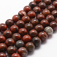 Natural Brecciated Jasper Bead Strands, Round, 8mm, Hole: 1mm, about 44pcs/strand, 14.9 inch~15.1 inch(G-G735-35-8mm)