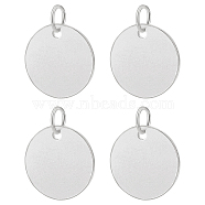 4Pcs 925 Sterling Silver Charms, Blank Flat Round, with Jump Rings, Silver, 10x0.5mm, Hole: 2.7mm(STER-BC0001-65)