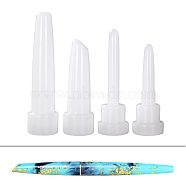 DIY Fountain Pen Silicone Molds, Resin Casting Molds, for UV Resin & Epoxy Resin Craft Making, Teacher's Day Theme, White, 72.5~98x25~25.5mm, Inner Diameter: 6~19mm, 4pcs/set(DIY-I100-02)
