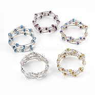 Electroplate Glass Wrap Bracelets, 5-Loop, with Metal Findings, Mixed Color, 2-1/8 inch(5.3cm)(BJEW-JB04018)
