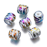 Electroplate Glass Beads, Column with Other Pattern, Colorful, 11.5x11.5mm, Hole: 2.5mm, about 100pcs/bag(EGLA-S196-16A-06)