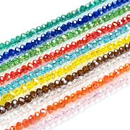 Electroplate Glass Beads Strands, AB Color Plated, Faceted, Rondelle, Mixed Color, 4x3mm, Hole: 0.4mm, about 145pcs/strand, 18.9 inch(48cm), 1strand/color(EGLA-X0007-01B-4mm)
