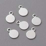 Brass Charms, Stamping Blank Tag, Long-Lasting Plated, Flat Round, 925 Sterling Silver Plated, 8.5x6x0.5mm, Hole: 1.5mm(KK-L205-12S-B)