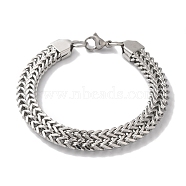 Non-Tarnish 201 Stainless Steel Wheat Chain Bracelets for Women Men, Stainless Steel Color, 7-7/8 inch(20.1cm)(BJEW-H612-07A-P)