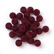Flocky Acrylic Beads, Half Drilled, Round, Dark Red, 11.5~12mm, Hole: 1.6mm(OACR-I001-12mm-L09)