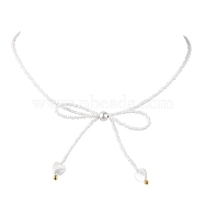 Glass Seed Pendant Necklaces for Women, Bowknot, White, 15.94 inch(40.5cm)(NJEW-MZ00031-02)