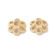 Rack Plating Alloy Bead Cap, Flower, Real 14K Gold Plated, 6.5x6x3mm, Hole: 1.2mm(PALLOY-D025-01G-01)