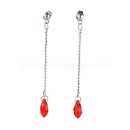 304 Stainless Steel Stud Earrings, Ear Thread, Chain with Crystal Glass Beads, Stainless Steel Color, 68x1.5mm, Pin: 0.8mm(EJEW-JE04551)