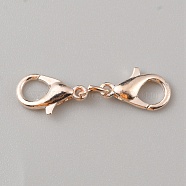 Zinc Alloy Double Lobster Claw Clasps, Rose Gold, 26x7.5x3mm(FIND-TAC0016-15RG)