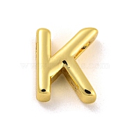 Brass Pendants, Real 18K Gold Plated, Letter K, 8.5x7x3mm, Hole: 1.2mm(KK-P263-13G-K)