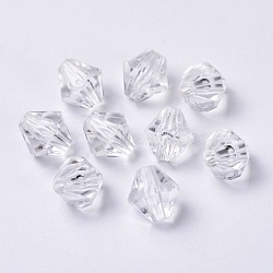 Transparent Acrylic Beads, Faceted Bicone, Clear, about 10 mm in diameter, hole: 1.5mm(X-DBB10MM01)