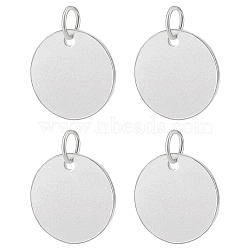 4Pcs 925 Sterling Silver Charms, Blank Flat Round, with Jump Rings, Silver, 10x0.5mm, Hole: 2.7mm(STER-BC0001-65)