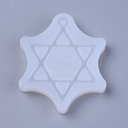 Food Grade Silicone Molds, Resin Casting Molds, For UV Resin, Epoxy Resin Jewelry Making, for Jewish, Hexagram with Star of David, White, 50x43x17mm, Inner Diameter: 44x35mm(DIY-L014-11)