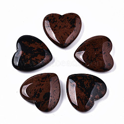 Natural Mahogany Obsidian Heart Love Stone, Pocket Palm Stone for Reiki Balancing, 24.5x25x6~7mm(G-S364-068)