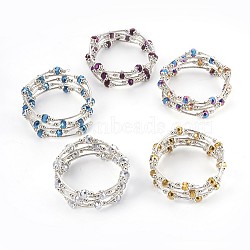 Electroplate Glass Wrap Bracelets, 5-Loop, with Metal Findings, Mixed Color, 2-1/8 inch(5.3cm)(BJEW-JB04018)