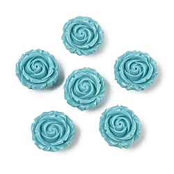 Synthetic Coral Carved Beads, Flower, Dyed, Aqua, 15x16x8mm, Hole: 1.2mm(CORA-U003-01B-03)