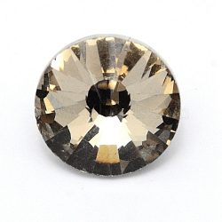 Glass Rhinestone Button, with Iron Tray, Furniture Decorate, Flat Round, Jonquil, 20x15~15.5mm, Hole: 3mm(BUTT-WH0015-21C-04)