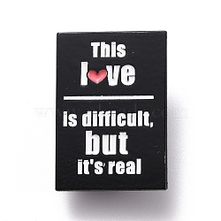 This Love is Difficult, But It's Real Enamel Pin, Rectangle Inspirational Alloy Enamel Brooch for Backpack Clothes, Electrophoresis Black, Black, 30x21x10.5mm, Pin: 1mm.(JEWB-O005-L02)