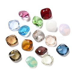 Pointed Back Glass Rhinestone Cabochons, Faceted, Square, Mixed Color, 10x10x4.5~5mm(GLAA-B012-34B)