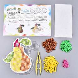 DIY 360Pcs Tube Fuse Beads Kits, with 1Pc Pear ABC Plastic Pegboards, 1Pc Ironing Paper, 1Pc Plastic Beading Tweezers, Pear Pattern, Mixed Color, 5x5mm, Hole: 3mm(DIY-N002-005)