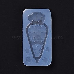Piping Bag Shape DIY Silicone Molds, Resin Casting Molds, For UV Resin, Epoxy Resin Jewelry Making, White, Fruit Pattern, 88x43x11mm(DIY-I080-01B)