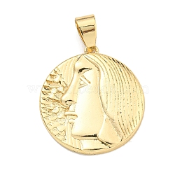 Brass Pendants, Real 18K Gold Plated, Virgo, 23x21x2.8mm, Hole: 4mm(KK-K354-05G-02)