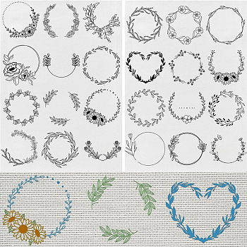 A4 Bohemian Style Water Soluble Fabric, Wash Away Embroidery Stabilizer, Christmas Wreath, 297x210mm, 2 sheets/set