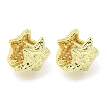 Brass Hoop Earrings, Golden, Star, 16x17x14mm