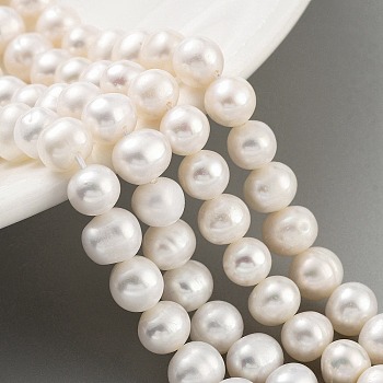 Natural Cultured Freshwater Pearl Beads Strands, Potato, Antique White, 6~6.5mm, Hole: 0.7mm, about 30pcs/strand, 6.89 inch(17.5cm)