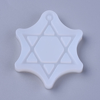 Food Grade Silicone Molds, Resin Casting Molds, For UV Resin, Epoxy Resin Jewelry Making, for Jewish, Hexagram with Star of David, White, 50x43x17mm, Inner Diameter: 44x35mm