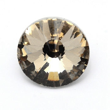 Glass Rhinestone Button, with Iron Tray, Furniture Decorate, Flat Round, Jonquil, 20x15~15.5mm, Hole: 3mm