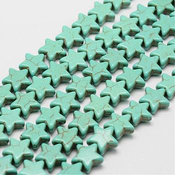 Synthetic Howlite Bead Strands, Dyed, Star, Dark Cyan, 11.5x11.5x4.5mm, Hole: 1mm, about 40pcs/strand, about 15 inch