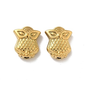 304 Stainless Steel Beads, Real 18K Gold Plated, Owl, 11x10x4mm, Hole: 1.5mm