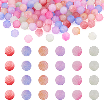 120Pcs 6 Colors Acrylic Beads, Rose, Mixed Color, 8mm, Hole: 1.6mm, 20pcs/color