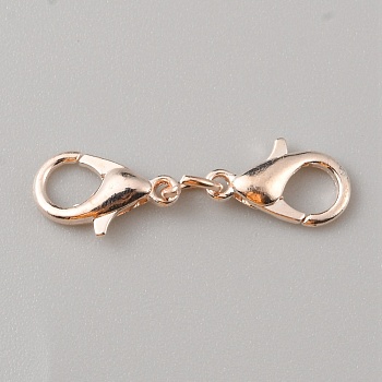 Zinc Alloy Double Lobster Claw Clasps, Rose Gold, 26x7.5x3mm