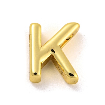 Brass Pendants, Real 18K Gold Plated, Letter K, 8.5x7x3mm, Hole: 1.2mm