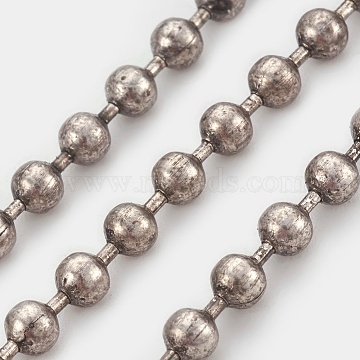Iron Ball Chains, Beads Chain, Soldered, with Spool, Nickel Free, Antique Silver, 3.2mm, about 328.08 Feet(100m)/roll(CH-CHB004Y-AS-NF)