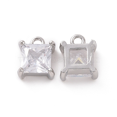 Platinum Clear Square Brass+Glass Charms