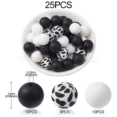Round Food Grade Eco-Friendly Silicone Focal Beads(SIL-YW0001-14A)-3