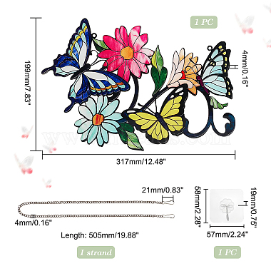 Stained Acrylic Window Planel with Iron Chain & Hook(HJEW-WH0036-82B)-2